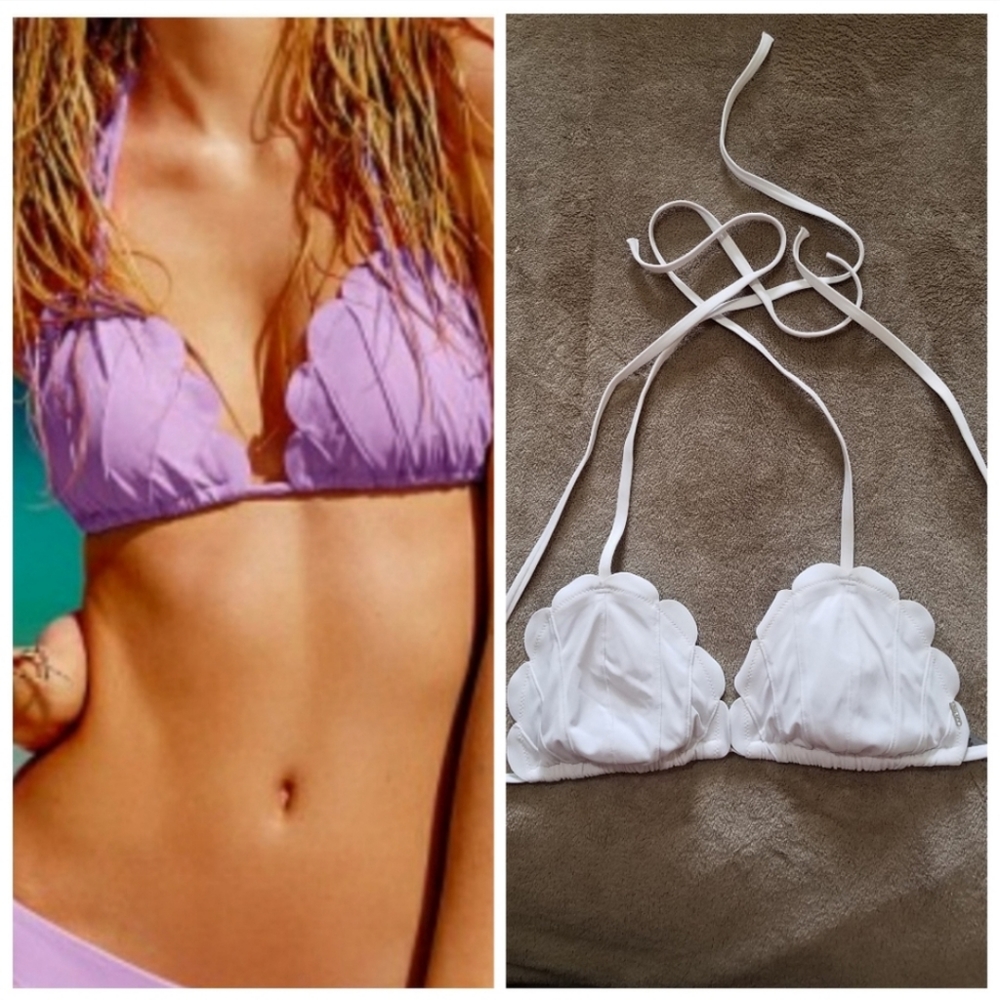 VS PINK White Mermaid Shell Bikini Top. Size L